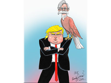 Trump with hawk that looks like Bolton