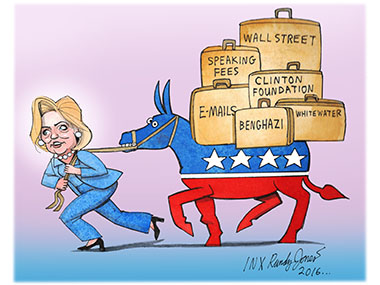 Hillary baggage burden Democrats speaking fees clinton foundation wallstreet whitewater benghazi 