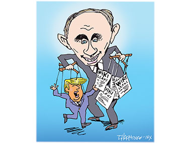 Vladmir Putin promoting Trump Donald Trump tampering in elections e mail dump wikileaks