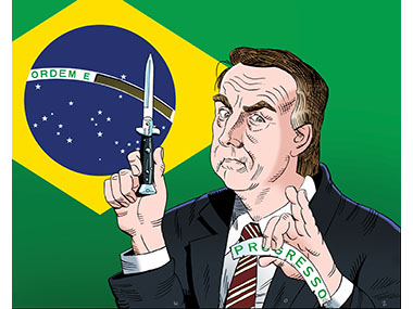 Bolsonaro in Brazil with switchblade