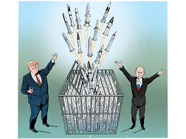 Image of Trump and Putin letting out medium range nukes