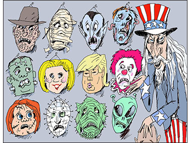 Trump, Clinton, Halloween Horror, Donald Trump, Hillary Clinton, GOP, Democrats, Election