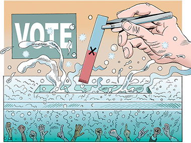 Litmus paper dipped into voting box