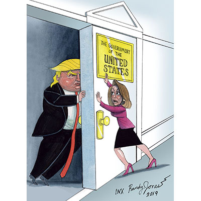 Donald Trump trying to push his way into Congress with Nancy Pelosi Blocking him